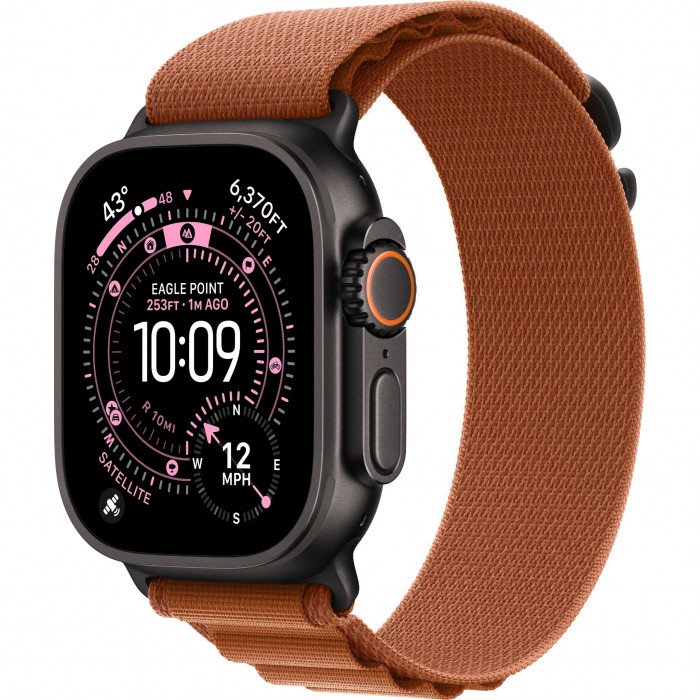 Apple Watch Ultra 3 49mm, Black Titanium, Alpine Loop Terra Cotta, S