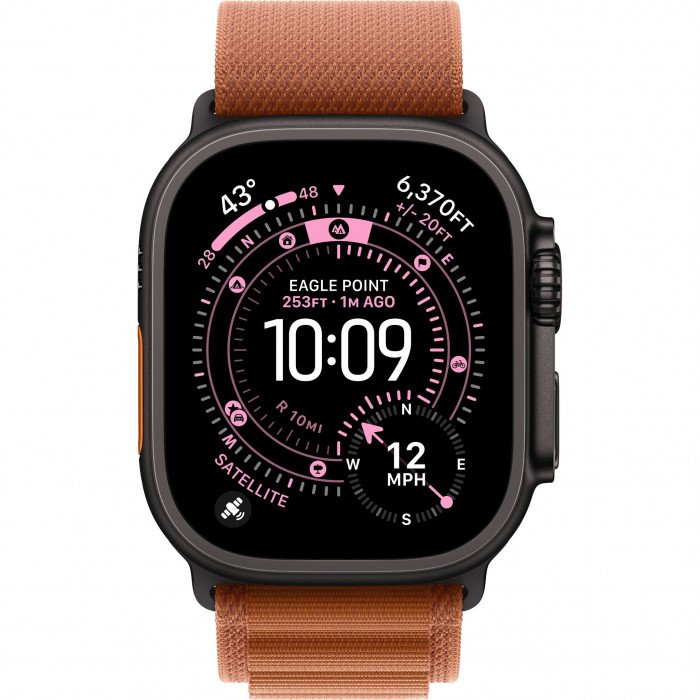 Apple Watch Ultra 3 49mm, Black Titanium, Alpine Loop Terra Cotta, S