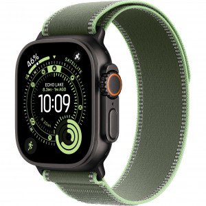 Apple Watch Ultra 3 49mm, Black Titanium, Trail Loop Green/Neon, M/L