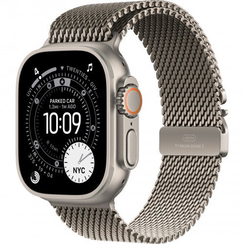 Apple Watch Ultra 3 49mm, Natural Titanium, Titanium Milanese Loop, S