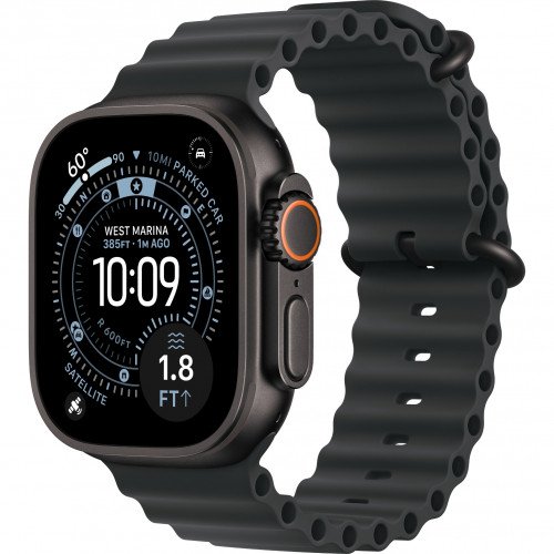 Apple Watch Ultra 3 49mm, Black Titanium, Ocean Band Black