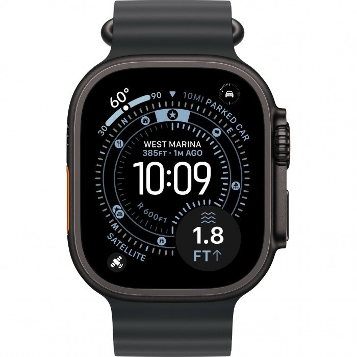 Apple Watch Ultra 3 49mm, Black Titanium, Ocean Band Black