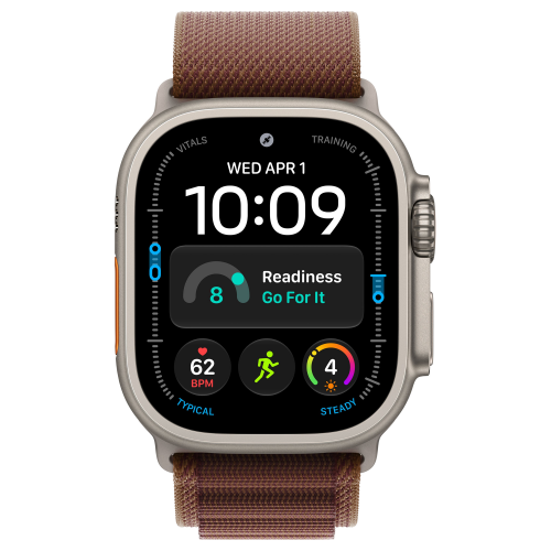 Apple Watch Ultra 4 49mm, Natural Titanium, Alpine Loop Burgundy, L