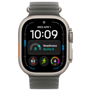 Apple Watch Ultra 4 49mm, Natural Titanium, Ocean Band Translucent Black