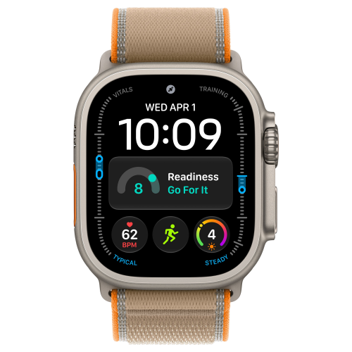 Apple Watch Ultra 4 49mm, Natural Titanium, Trail Loop Sand, S/M