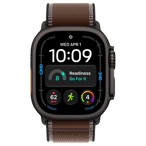 Apple Watch Ultra 4 49mm, Black Titanium, Trail Loop Dark Umber, M/L