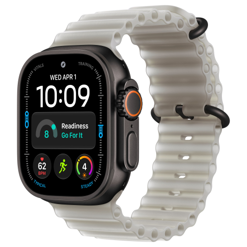 Apple Watch Ultra 4 49mm, Black Titanium, Ocean Band Translucent Gray
