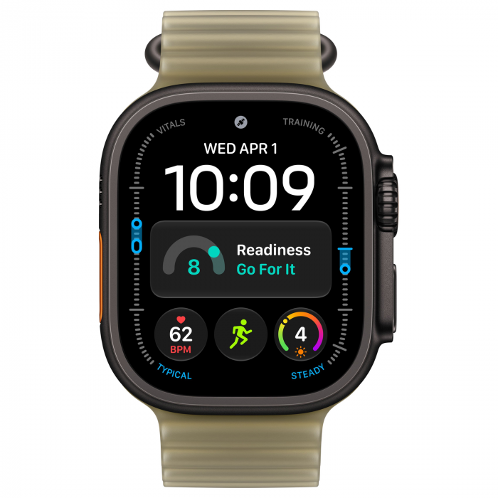 Apple Watch Ultra 4 49mm, Black Titanium, Ocean Band Translucent Kelp