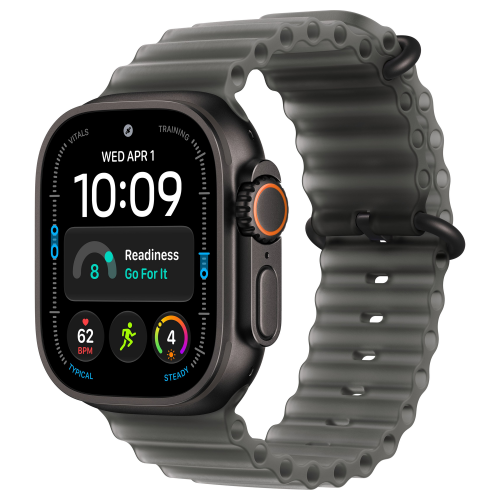 Apple Watch Ultra 4 49mm, Black Titanium, Ocean Band Translucent Black