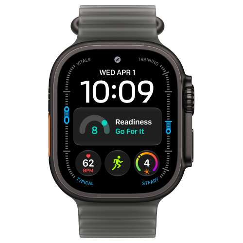 Apple Watch Ultra 4 49mm, Black Titanium, Ocean Band Translucent Black
