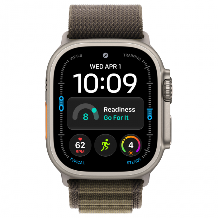 Apple Watch Ultra 4 49mm, Natural Titanium, Alpine Loop Dark Olive, M