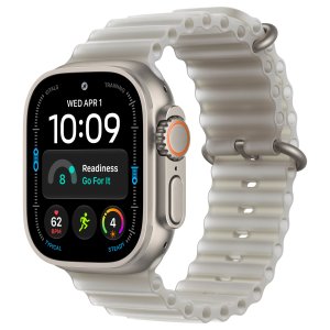 Apple Watch Ultra 4 49mm, Natural Titanium, Ocean Band Translucent Gray