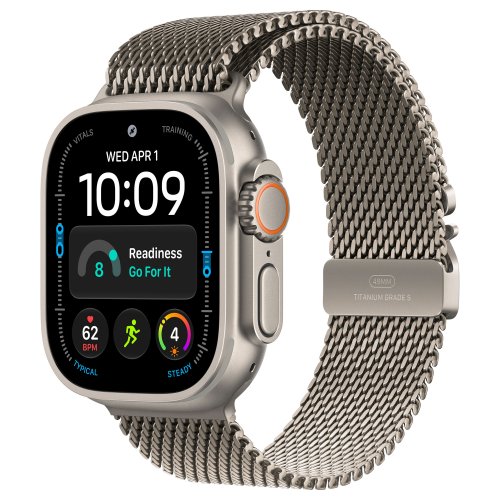 Apple Watch Ultra 4 49mm, Natural Titanium, Titanium Milanese Loop, S