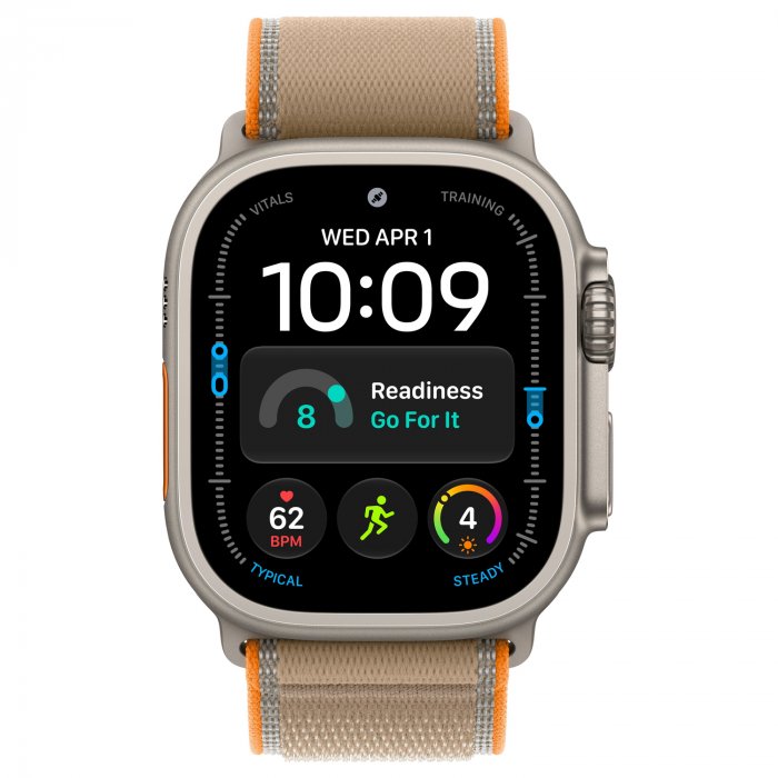 Apple Watch Ultra 4 49mm, Natural Titanium, Trail Loop Sand, M/L