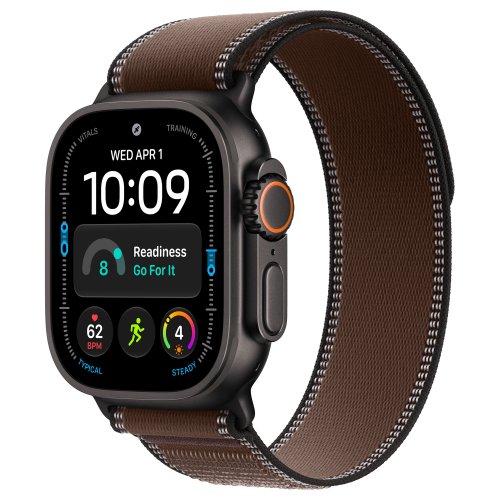 Apple Watch Ultra 4 49mm, Black Titanium, Trail Loop Dark Umber, M/L