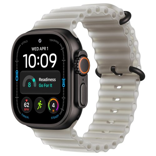 Apple Watch Ultra 4 49mm, Black Titanium, Ocean Band Translucent Gray