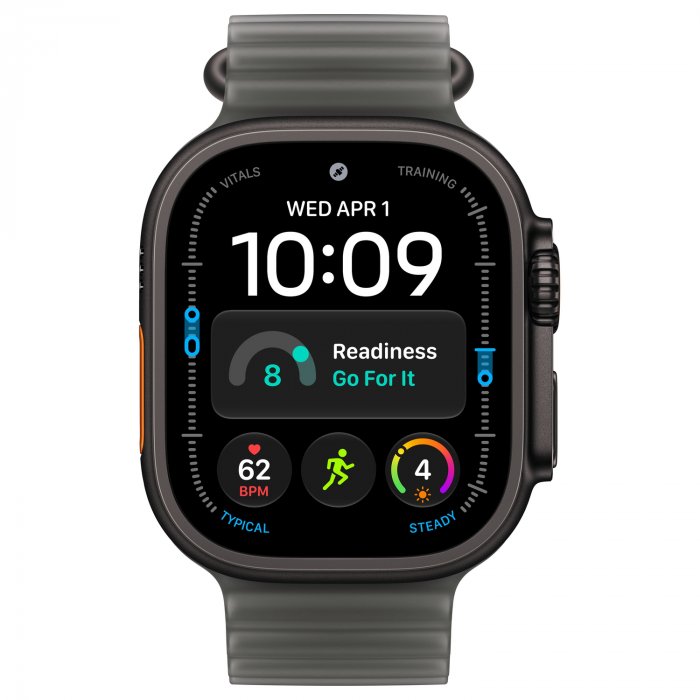 Apple Watch Ultra 4 49mm, Black Titanium, Ocean Band Translucent Black