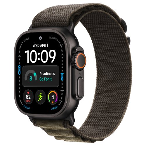 Apple Watch Ultra 4 49mm, Black Titanium, Alpine Loop Dark Olive, L