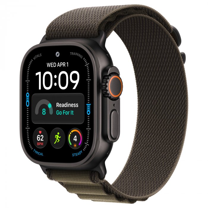 Apple Watch Ultra 4 49mm, Black Titanium, Alpine Loop Dark Olive, M