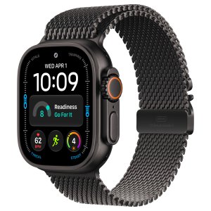 Apple Watch Ultra 4 49mm, Black Titanium, Titanium Milanese Loop, L