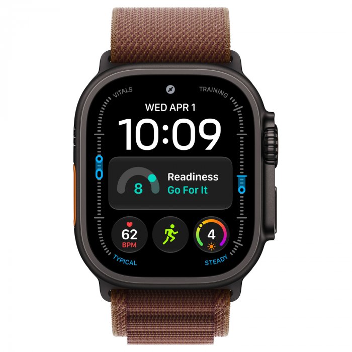Apple Watch Ultra 4 49mm, Black Titanium, Alpine Loop Burgundy, S