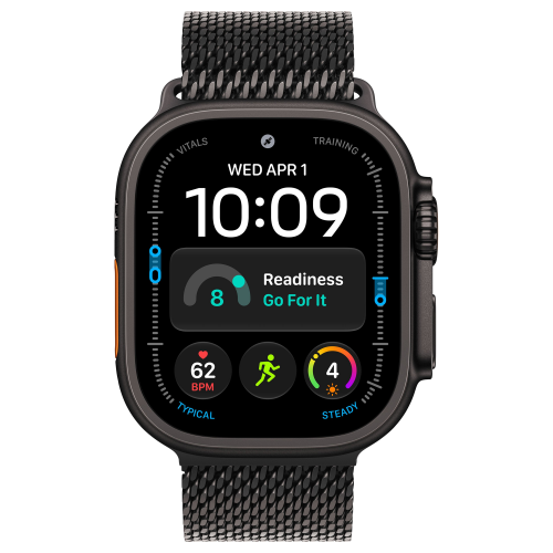 Apple Watch Ultra 4 49mm, Black Titanium, Titanium Milanese Loop, M