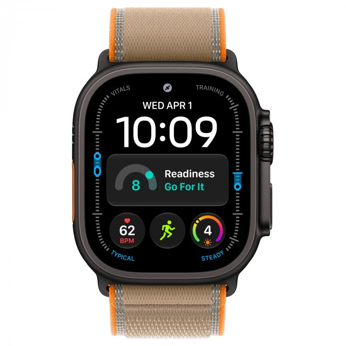 Apple Watch Ultra 4 49mm, Black Titanium, Trail Loop Sand, S/M