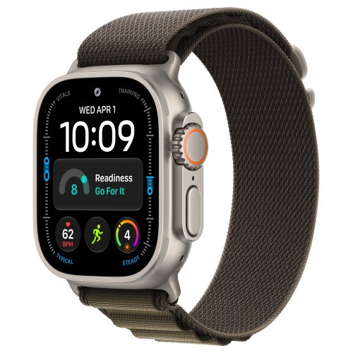 Apple Watch Ultra 4 49mm, Natural Titanium, Alpine Loop Dark Olive, L