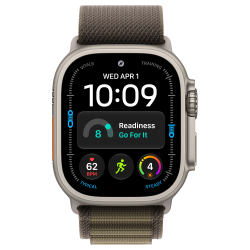 Apple Watch Ultra 4 49mm, Natural Titanium, Alpine Loop Dark Olive, L
