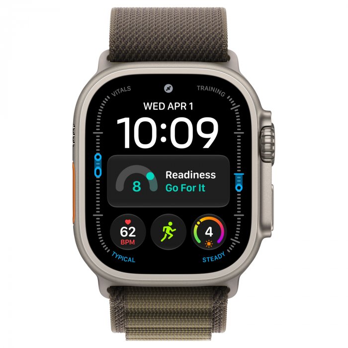 Apple Watch Ultra 4 49mm, Natural Titanium, Alpine Loop Dark Olive, L