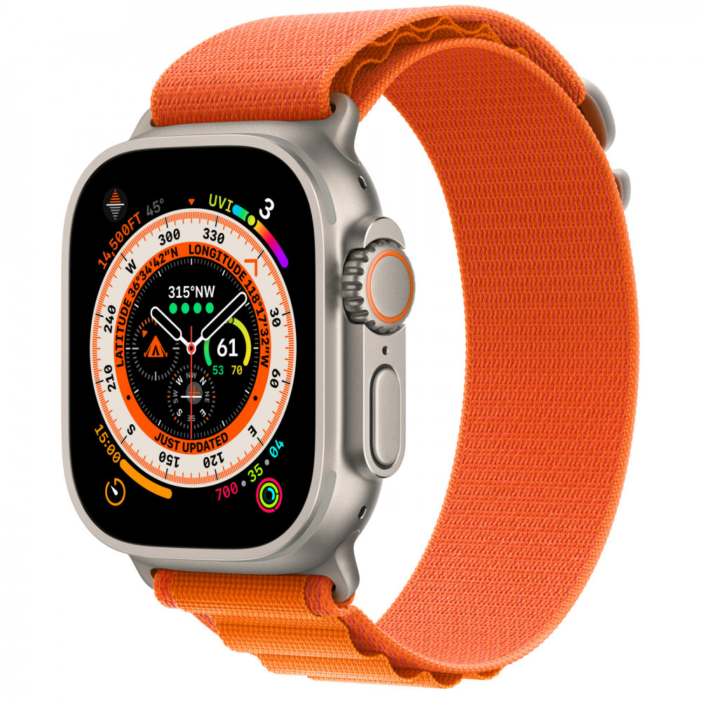Apple Watch Ultra 49mm Titanium Alpine Loop, Orange M
