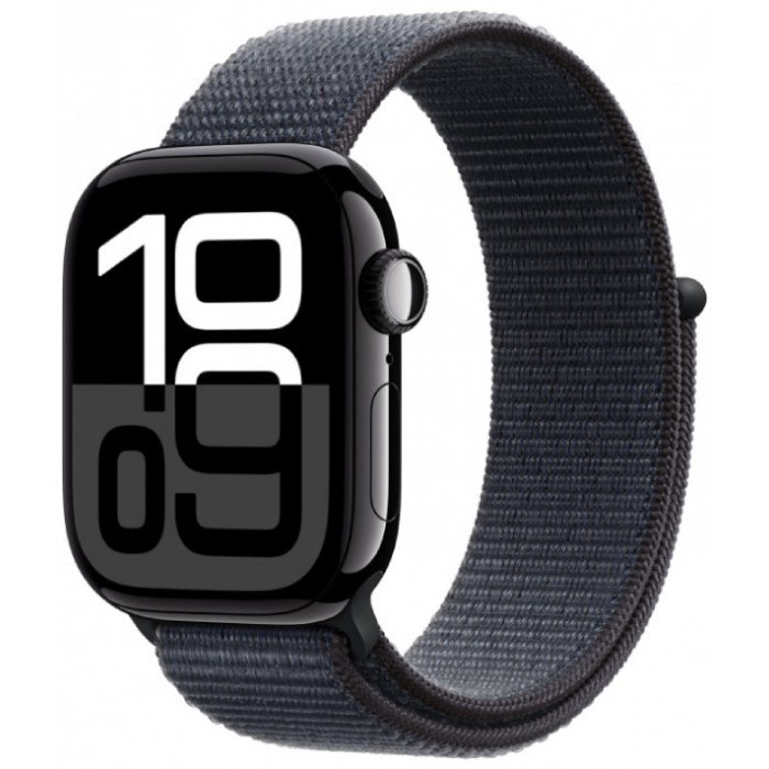 Apple Watch 10 42mm, Aluminium Jet Black, Ремешок Ink Sport Loop