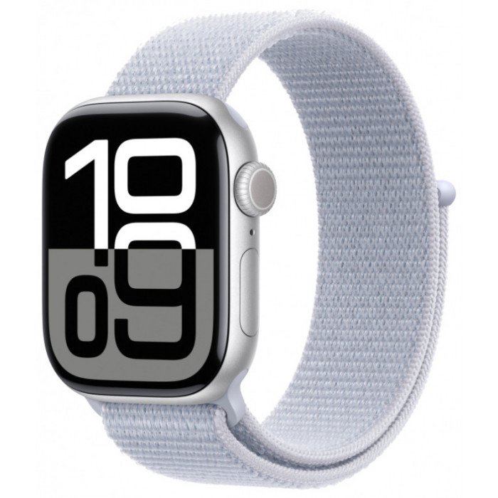 Apple Watch 10 42mm, Aluminium Silver, Ремешок Blue Cloud Sport Loop