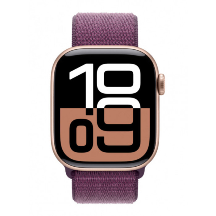 Apple Watch 10 46mm, Aluminium Rose Gold, Ремешок Plum Sport Loop