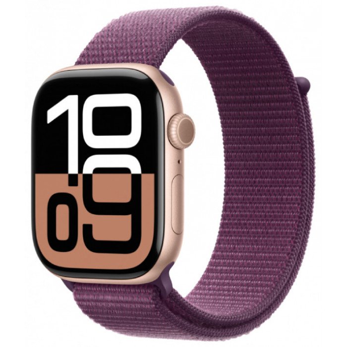 Apple Watch 10 46mm, Aluminium Rose Gold, Ремешок Plum Sport Loop
