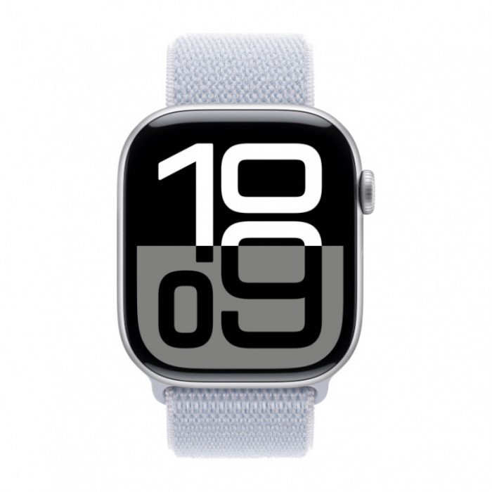 Apple Watch 10 46mm, Aluminium Silver, Ремешок Blue Cloud Sport Loop
