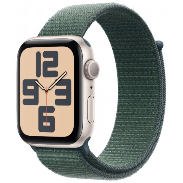 Apple Watch SE 44mm, Starlight, Ремешок Lake Green Sport Loop