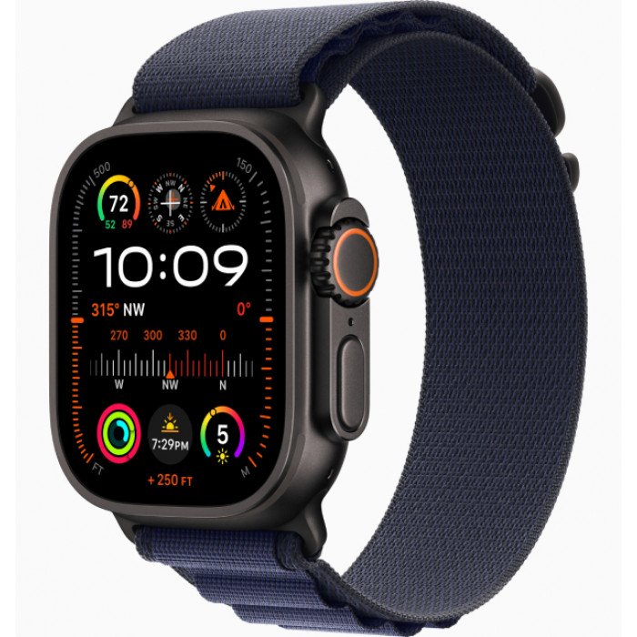 Apple Watch Ultra 2 GPS 49mm, Black Titanium, Ремешок Blue Alpine Loop, размер M