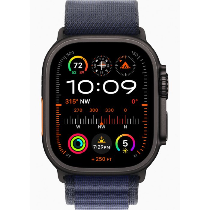 Apple Watch Ultra 2 GPS 49mm, Black Titanium, Ремешок Blue Alpine Loop, размер M