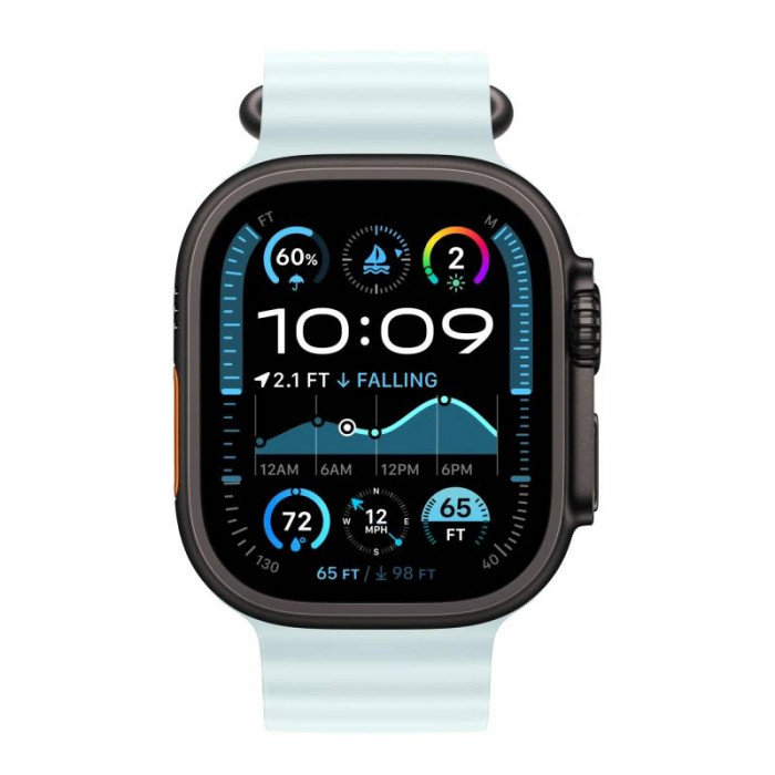 Apple Watch Ultra 2 GPS 49mm, Black Titanium, Ремешок Ice Blue Ocean Band
