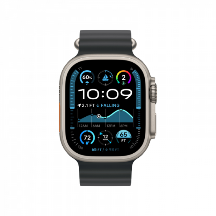 Apple Watch Ultra 2 GPS 49mm, Natural Titanium, Ремешок Black Ocean Band