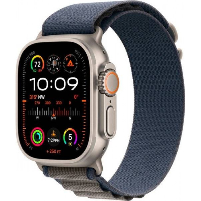 Apple Watch Ultra 2 GPS 49mm, Natural Titanium, Ремешок Blue Alpine Loop, размер M