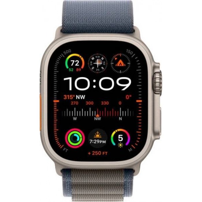 Apple Watch Ultra 2 GPS 49mm, Natural Titanium, Ремешок Blue Alpine Loop, размер M
