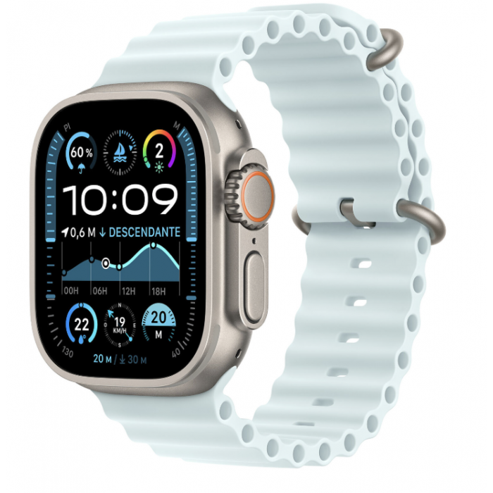 Apple Watch Ultra 2 GPS 49mm, Natural Titanium, Ремешок Ice Blue Ocean Band