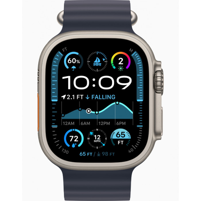 Apple Watch Ultra 2 GPS 49mm, Natural Titanium, Ремешок Navy Ocean Band