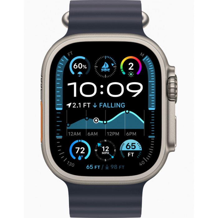 Apple Watch Ultra 2 GPS 49mm, Natural Titanium, Ремешок Navy Ocean Band