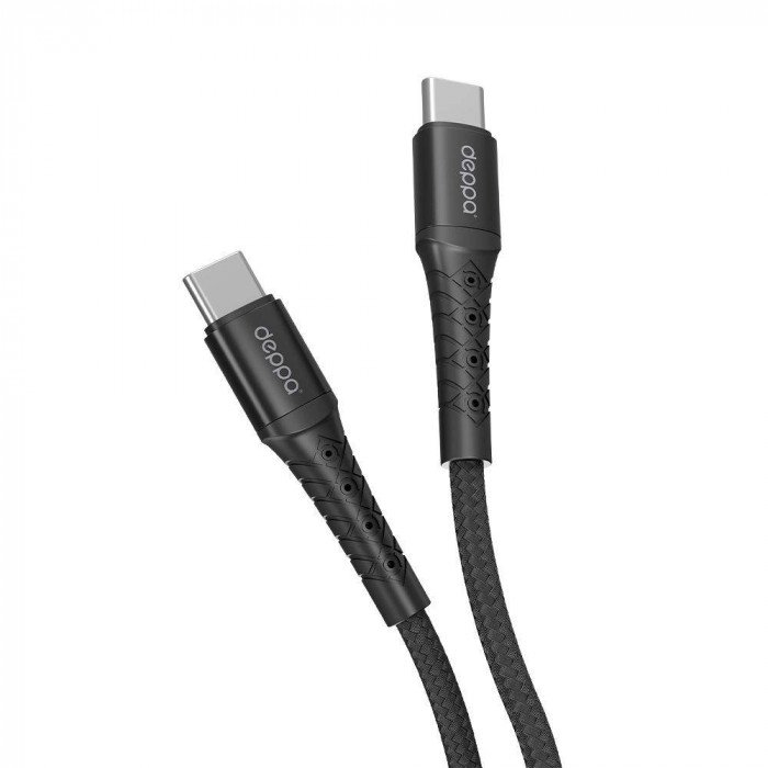 Дата-кабель Deppa Armor USB-C to USB-C, 1 м, черный
