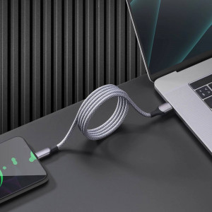 Дата-кабель Deppa Magneto, USB - USB-C 60W, 1.5м, серый