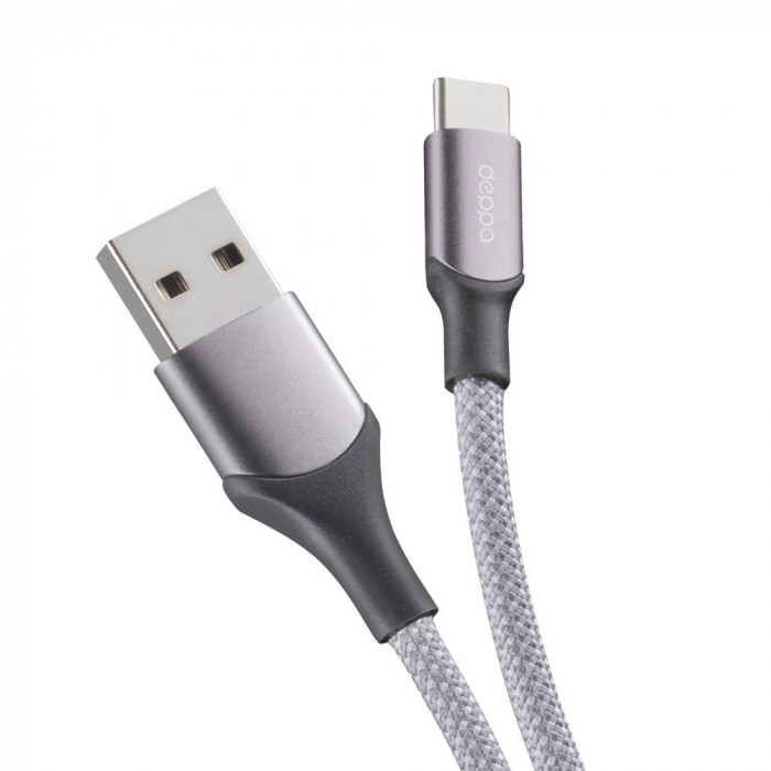 Дата-кабель Deppa Magneto, USB - USB-C 60W, 1.5м, серый
