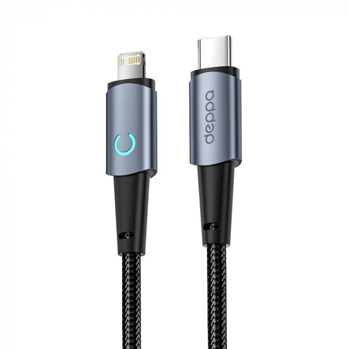Дата-кабель Deppa Moon Type-C – Lightning, 1.2 м, серый